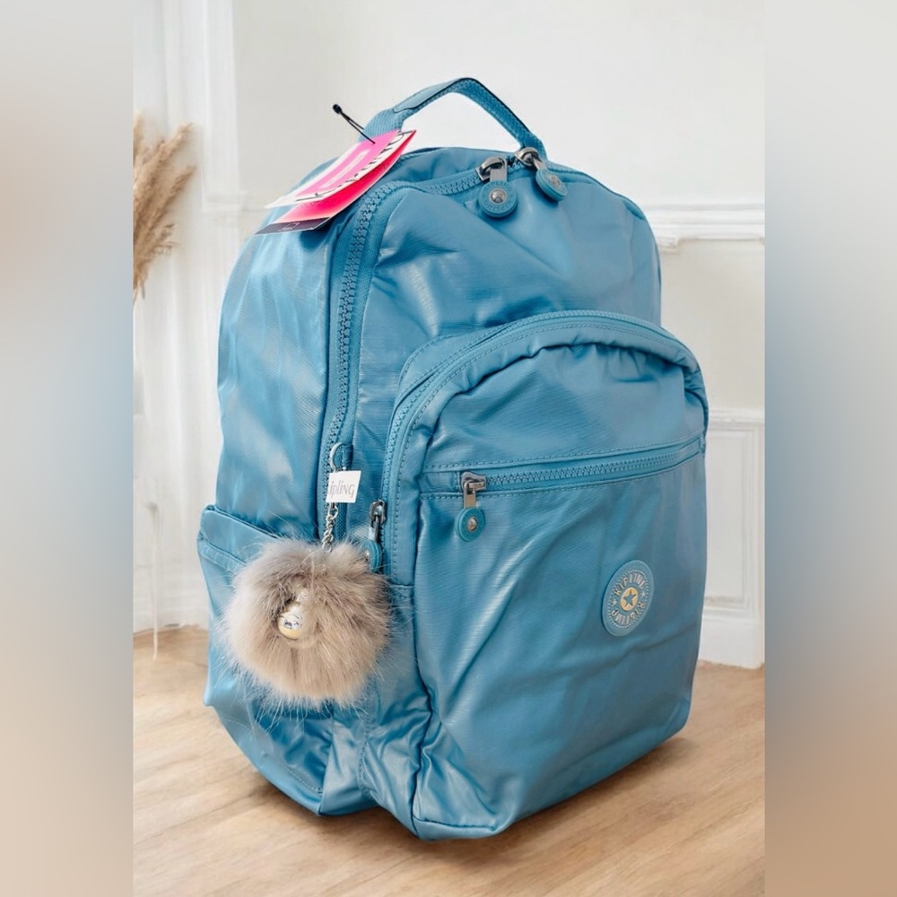 Metallic Kipling Seoul Large 15" Laptop Backpack Pens Pouch Soft Aqua Tides